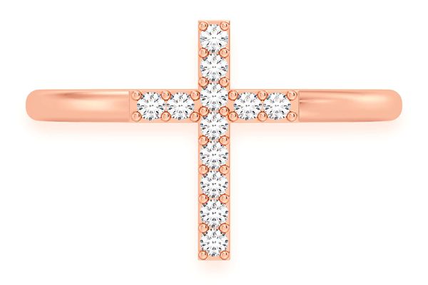 Cross Diamond Ring 14k Solid Gold 0.10ctw