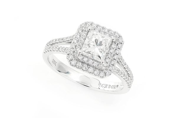 1.00ct Princess Cut - Double Halo Split Shank - Diamond Engagement Ring - All Natural