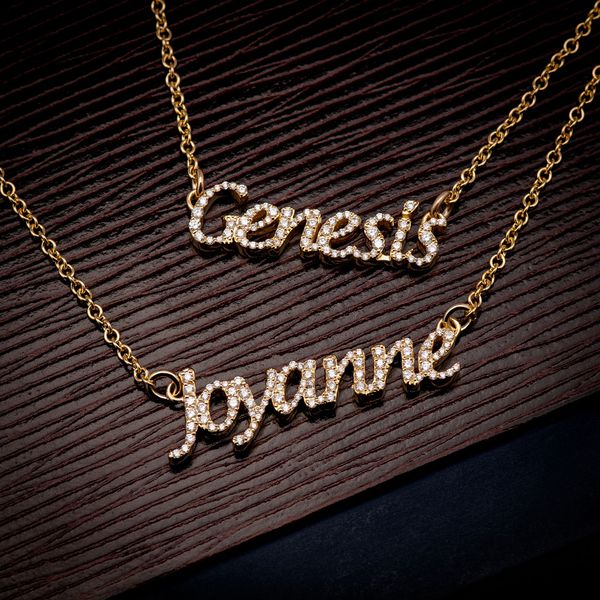 Custom Script Letter Necklace Pendant 14k