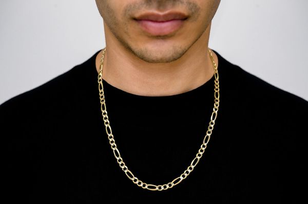 6MM Figaro Chain 14k Solid Gold 