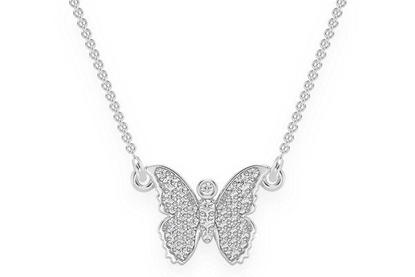 Butterfly Diamond Necklace Connected 14k Solid Gold 0.20ctw