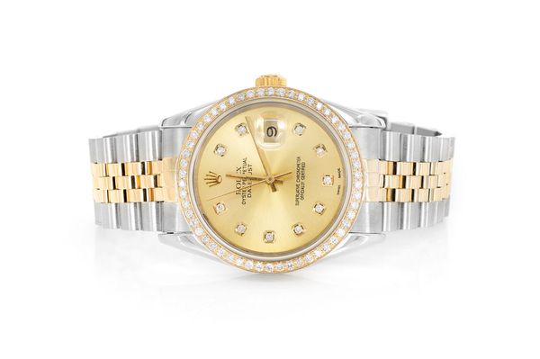 Rolex Datejust 36MM 18k Yellow Gold & Steel (16233) - 1.00ctw Diamond Bezel