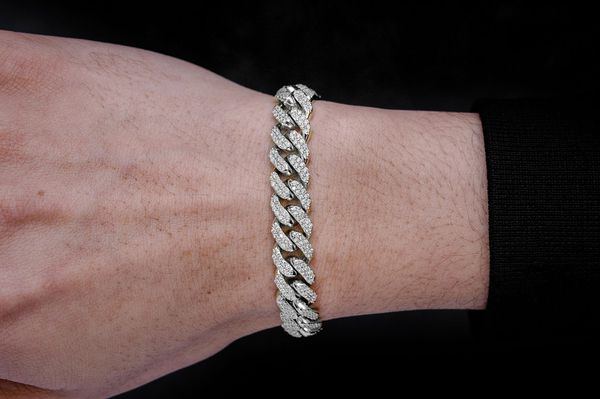 10MM Miami Cuban Link Diamond Bracelet 14k Solid Gold 5.00ctw