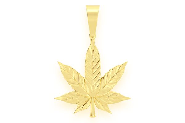 Cannabis Leaf Pendant 14k Solid Gold