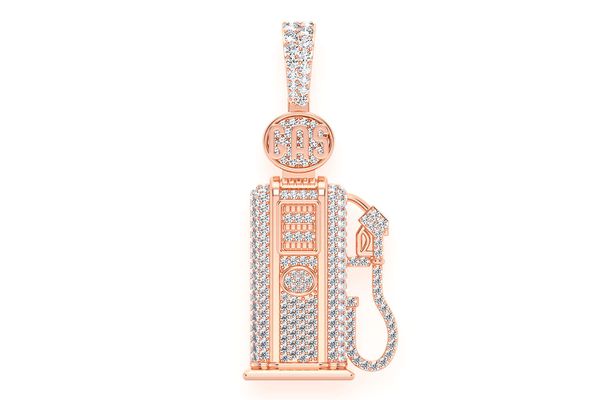 Gas Pump Diamond Pendant 14k Solid Gold 1.15ctw