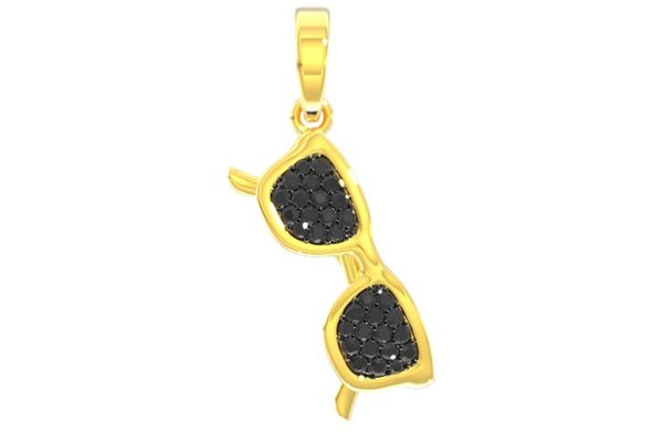 Black Diamond Sunglasses Pendant 14k Solid Gold 0.25ctw