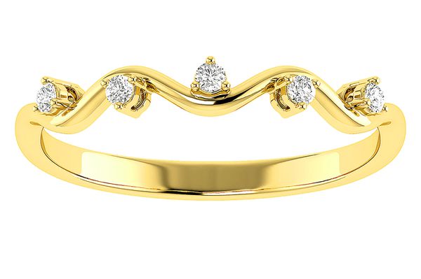 Wavy Diamond Band Ring 14k Solid Gold 0.06ctw