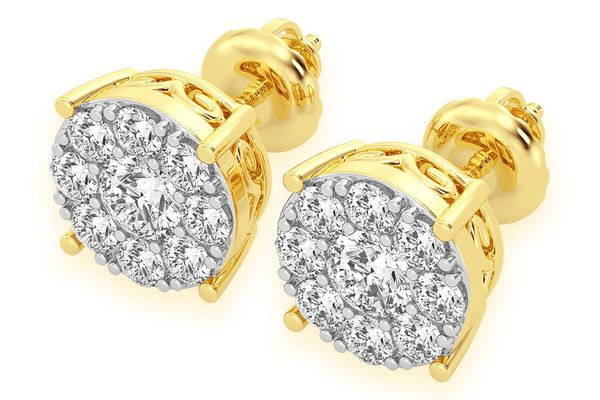 1.50ctw Mosaic Stud Diamond Earrings 14k Solid Gold