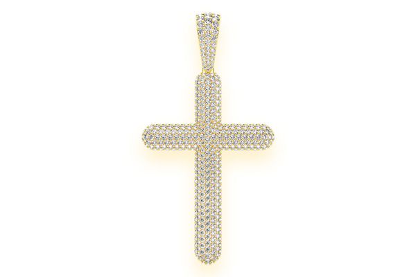 Dome Cross Diamond Pendant 14k Solid Gold 8.50ctw