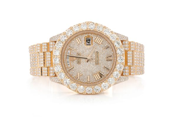 Icebox Rolex Day Date 40MM 18k Yellow Gold 218238 22.00ctw Fully Iced Out