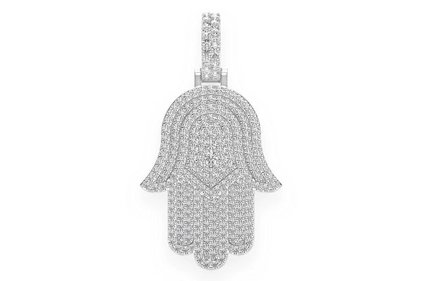 Hamsa Diamond Pendant 14k Solid Gold 3.75ctw