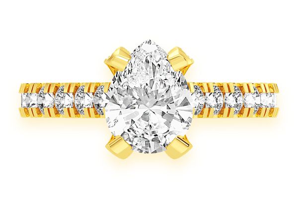 Thinn - 1.50ct Pear Solitaire - Single Row Scallop - Diamond Engagement Ring - All Natural