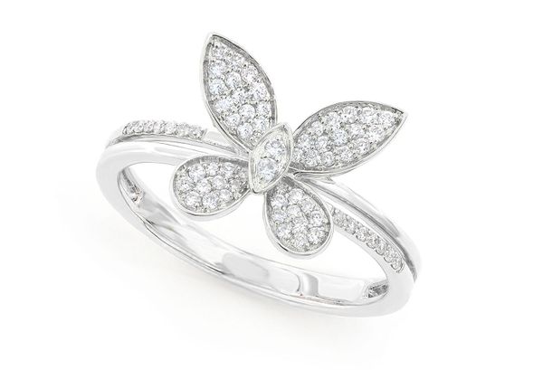 Butterfly Wings Diamond Fashion Ring 14k Solid Gold 0.30ctw