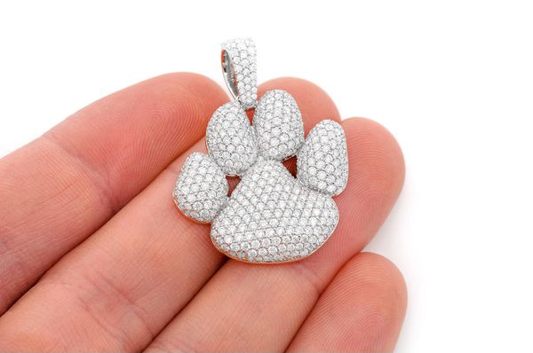 Dog Paw Print Pendant 14k Solid Gold 3.94ctw