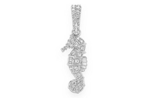 Seahorse Diamond Pendant 14k Solid Gold .15ctw