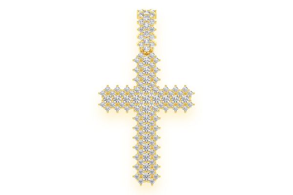 Small 5 Row Jagged Cross Diamond Pendant 14k Solid Gold 0.75ctw