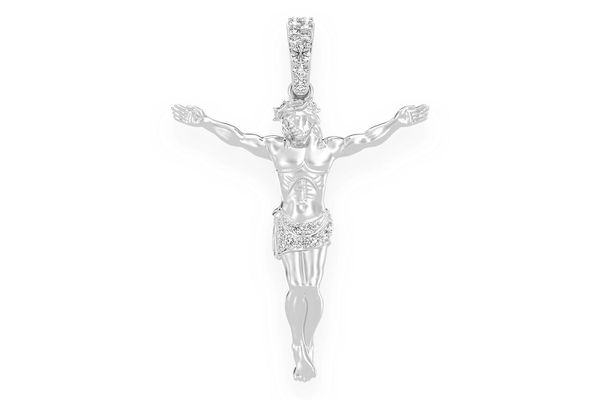 Crucifix Half Diamond Pendant 14k Solid Gold 0.10ctw