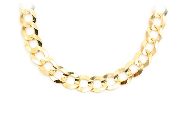 9.5MM Flat Curb Link 14k Solid Gold Chain