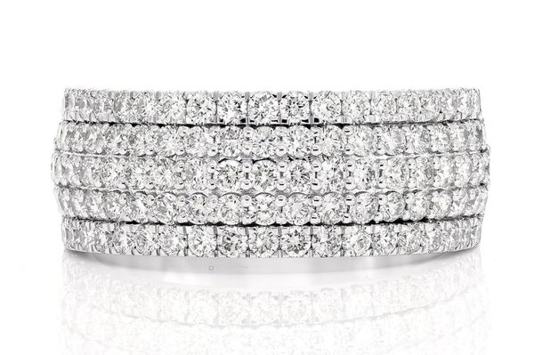 Multi Row French Pave Diamond Band 14k Solid Gold 2.00ctw