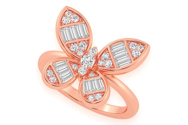 Butterfly Diamond Ring 14k Solid Gold 0.70ctw