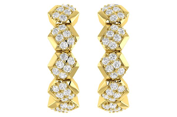 Staggered Diamond Hoop Earrings 14k Solid Gold 0.30ctw