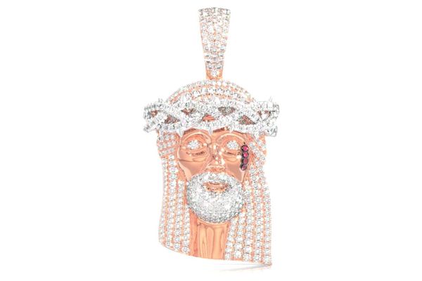 Jesus Diamond Pendant 14k Solid Gold 3.75ctw