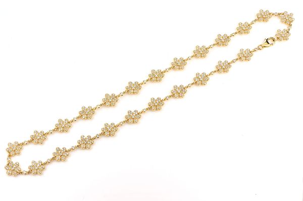 Six Petal Flower Diamond Chain 14k Solid Gold 7.00ctw