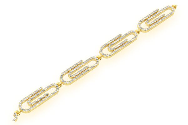 Paper Clip Eternity Diamond Bracelet 14k Solid Gold 1.85ctw