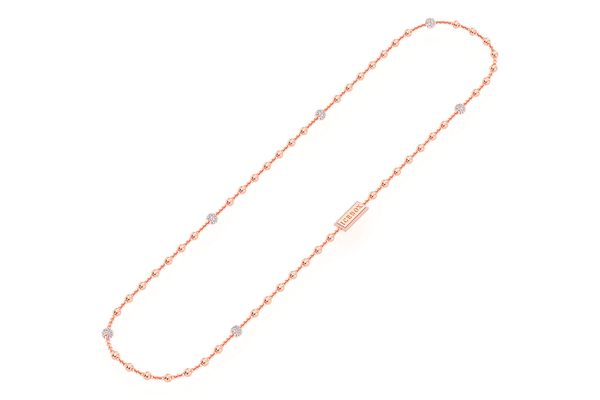 5 Diamond Bead Rosary Chain 14k Solid Gold 2.75ctw