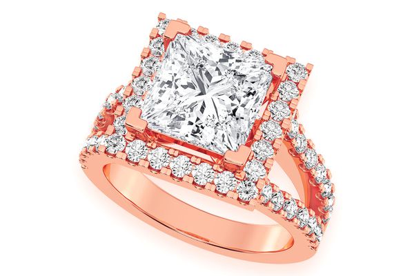 3.00ct Princess Solitaire - Two Row Split - Diamond Engagement Ring - All Natural Vs Diamonds