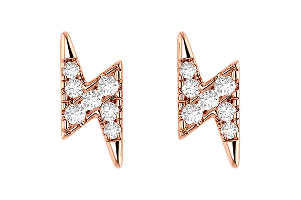 Lightning Bolt Stud Diamond Earrings 14k Solid Gold 0.05ctw