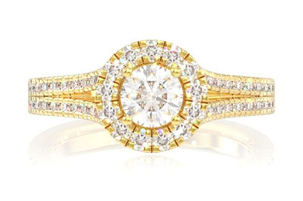 Round Solitaire Split Shank Diamond Engagement Ring 1.05ctw - 14k Solid Gold- All Natural