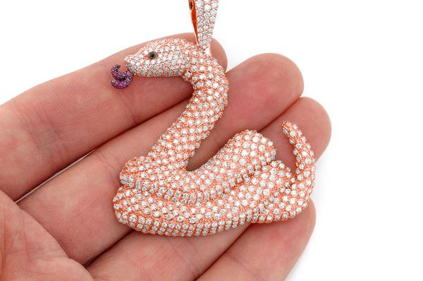 Snake Scales Diamond Pendant 14k Solid Gold 6.00ctw