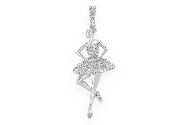 Dancing Ballerina Diamond Pendant 14k Solid Gold 0.50ctw