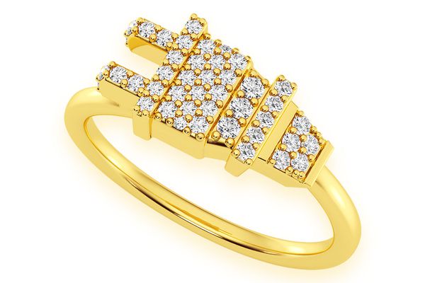 Plug Diamond Ring 14k Solid Gold 0.20ctw 