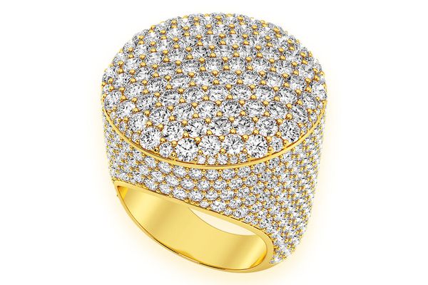 Round Signet Diamond Ring 14k Solid Gold 11.00ctw