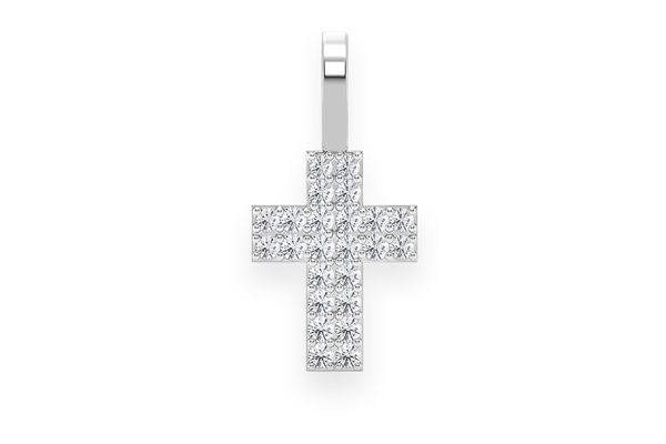 Two Row Cross Diamond Pendant 14k Solid Gold 0.25ctw