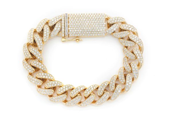 16MM Miami Cuban Diamond Bracelet 14k Solid Gold 12.25ctw