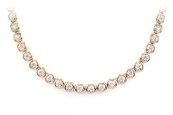 Bezel Set Miracle Diamond Tennis Necklace 14k Solid Gold 5.66ctw