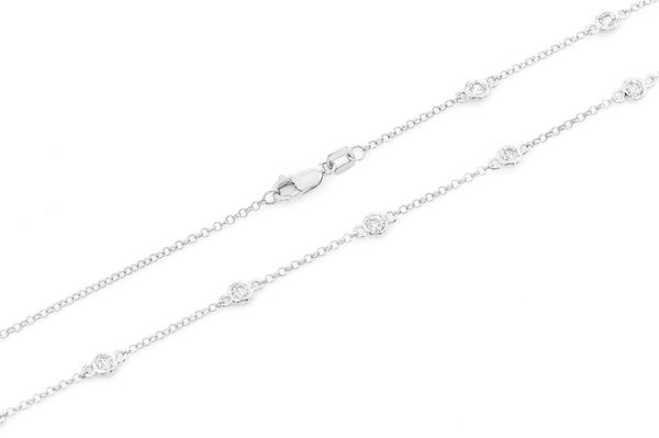 Eternity Round Bezel Set Diamond Necklace 14k Solid Gold 1.00ctw