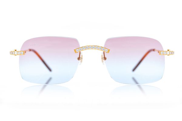 Cartier Glasses Iced Out Diamond Rimless - 2.50ctw - Yellow Gold