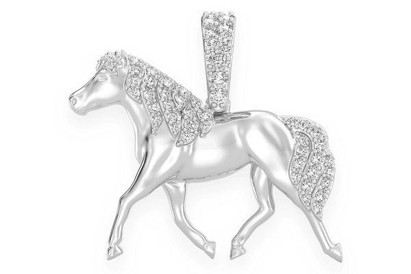 Horse Diamond Pendant 14k Solid Gold 0.20ctw