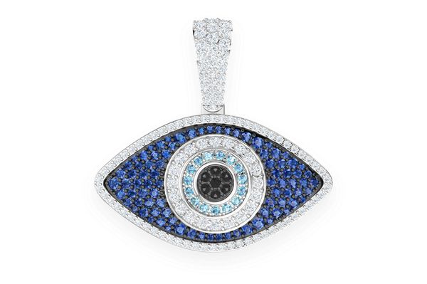 Evil Eye Diamond Pendant 14k Solid Gold 2.20ctw