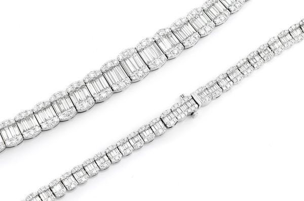 Graduated Baguette Oval Link Diamond Necklace 14k Solid Gold 31.35ctw