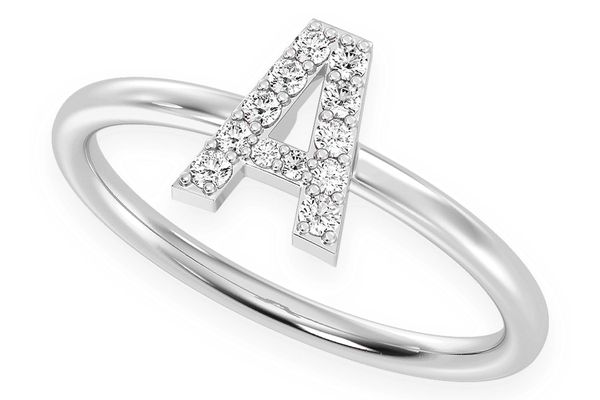 Alphabet Letter Diamond Ring 14k Solid Gold 0.20ctw