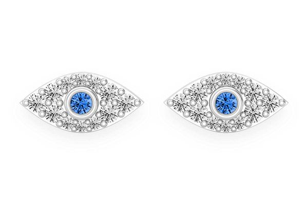 Evil Eye Stud Diamond Earrings 14k Solid Gold 0.20ctw