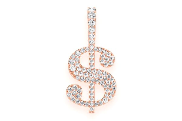 Us Dollar Sign Diamond Pendant 14k Solid Gold 0.25ctw