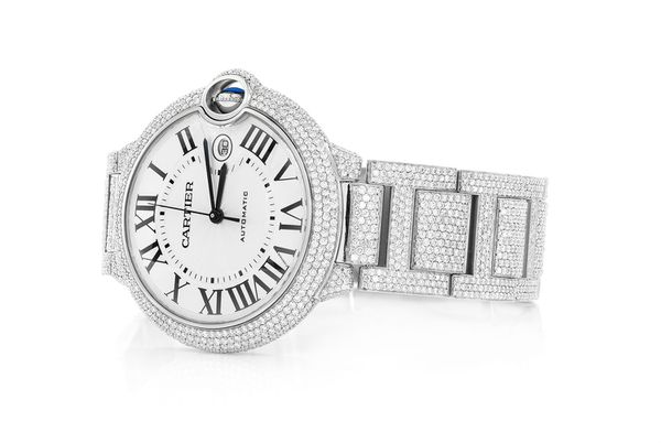 Cartier Baloon Bleu Stainless Steel (wsbb0049) - Fully Iced Out 16.89ctw