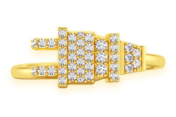 Plug Diamond Ring 14k Solid Gold 0.20ctw 