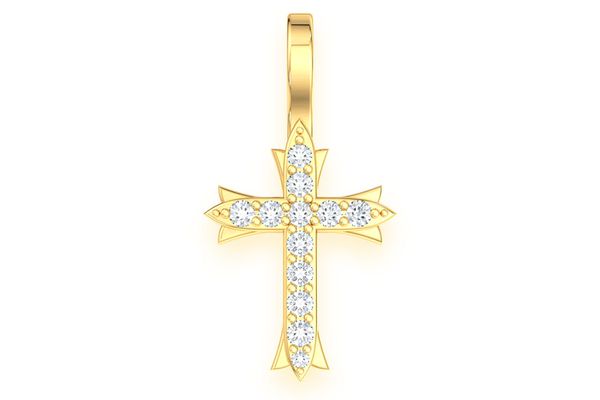 3 Point Cross Diamond Pendant 14k Solid Gold 0.10ctw